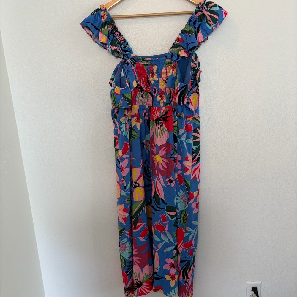 Sugarlips Blue Floral Maxi Dress with Ruffle - Picture 4 of 4